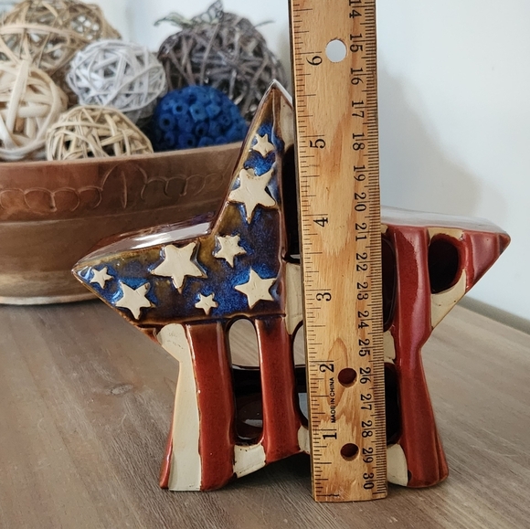 ⭐ Empire Candle Co. Patriotic Star Tealight Holder – American Flag Ceramic 6” - Picture 15 of 16